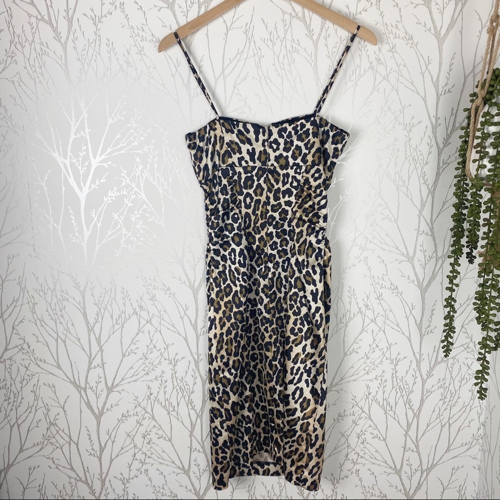 CACHE Y2K Animal Print Slip Dress Sweetheart neckline 2 Cheetah Leopard Vintage - Picture 11 of 14
